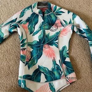 Billabong Green and Pink Leaf Print Bikini